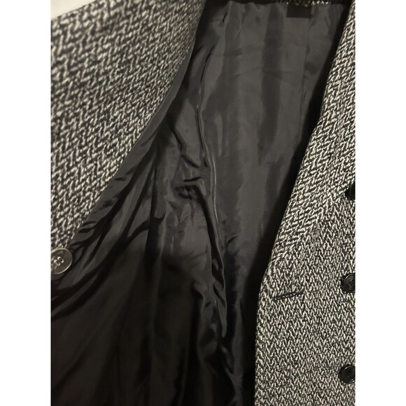 Vintage Paul Levy Trench Coat Womens Gray Wool Herringbone Jacket Size 10 - Picture 10 of 15